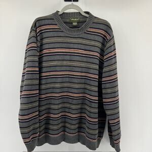 Eddie Bauer Crewneck Striped Pullover Knit Sweater Mens XL Cotton Y2K DadGrandpa